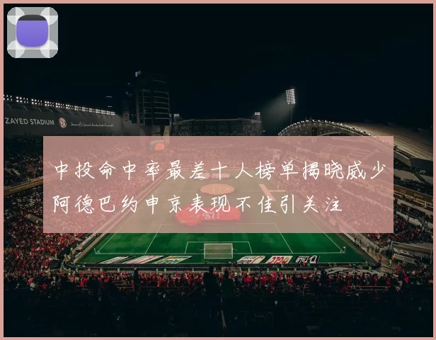 中投命中率最差十人榜单揭晓威少阿德巴约申京表现不佳引关注